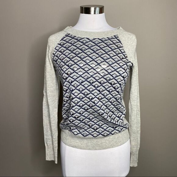 Banana republic Mirror Mosaic Embellished Sparkly Neutral Knit Pullover Sweater - Picture 2 of 6
